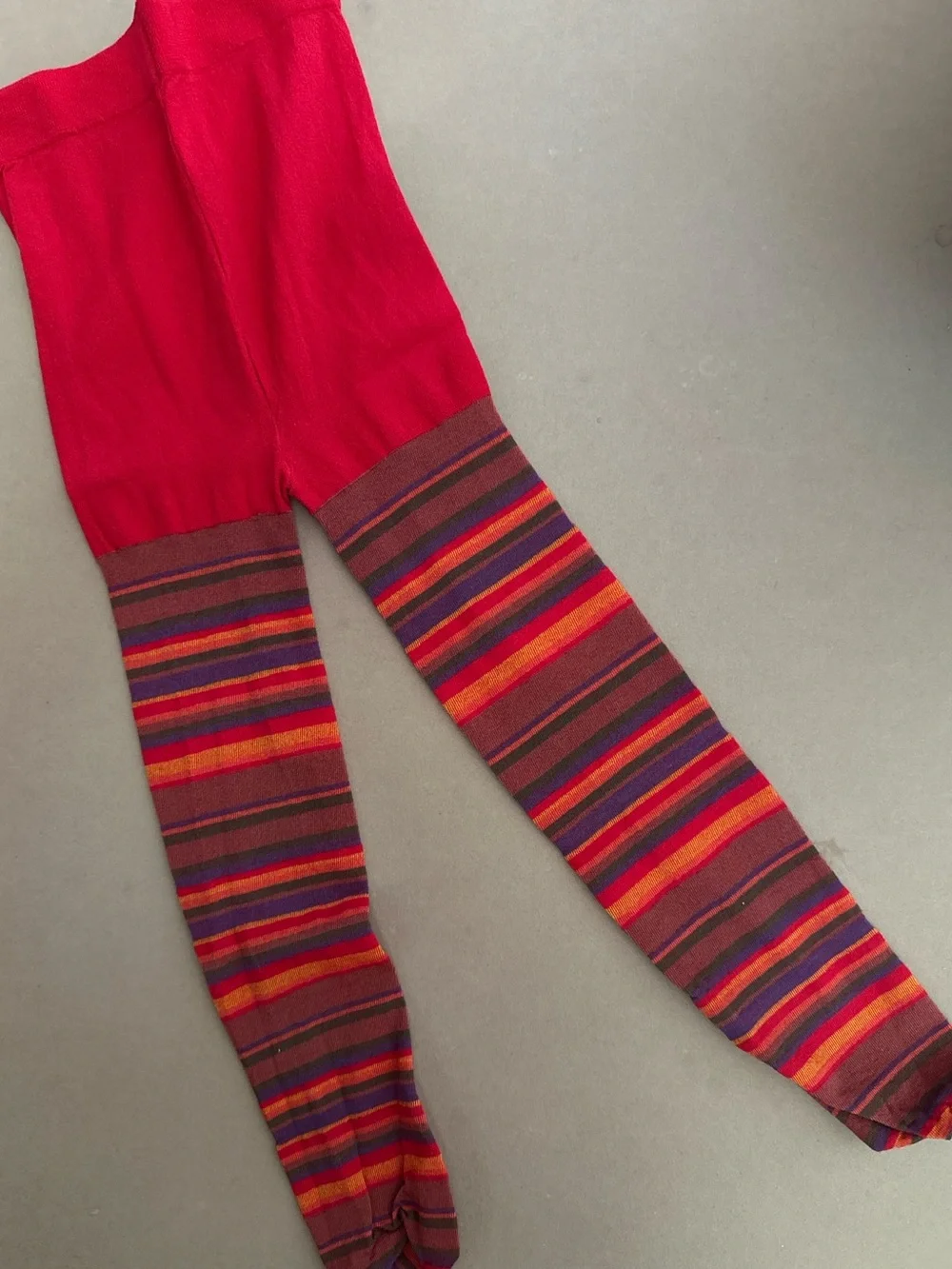 NEW Vintage Striped Red Multicolor Tights Kids 70s style Colorful READ DESCRIP